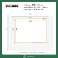 Chalet de jardin LANTENAY 12m2 - Bois Douglas 55mm fabrication française L. 3,9 x l. 2,9 x H. 2,7m