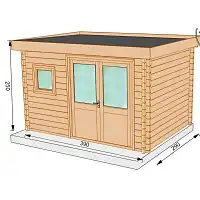 Chalet de jardin CHEVRIL 12m2 toit plat - Bois Douglas 55mm fabrication française L. 3,9 x l. 2,9 x H. 2,5m  Chalet de jardin CHEVRIL 12m2 toit plat - Bois Douglas 55mm fabrication française L. 3,9 x l. 2,9 x H. 2,5m