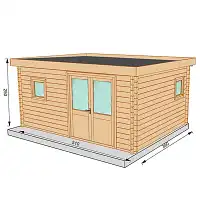 Chalet de jardin NANTUA 20m2 toit plat - Bois Douglas 55mm fabrication française L. 5,1 x l. 3,9 x H. 2,5m  Chalet de jardin NANTUA 20m2 toit plat - Bois Douglas 55mm fabrication française L. 5,1 x l. 3,9 x H. 2,5m