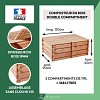 Composteur en bois double compartiment Douglas français 368L - Long. 120 x l. 90 x H. 45cm