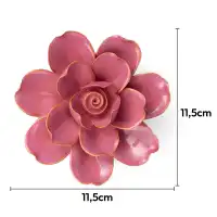 Fleur décorative en céramique artisanale - Gardénia rose D.11,5 x H.5cm