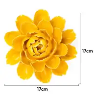Fleur décorative en céramique artisanale - Chrysanthème jaune D.17 x H.7cm
