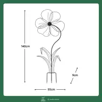Fleur décorative en métal noir pour jardin - Eglantine, L.55 x H.140cm