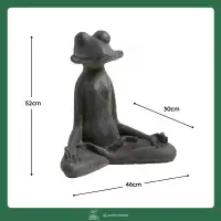 Statue grenouille zen méditation en pierre reconstituée - Fabrication artisanale L.46 x H.52cm
