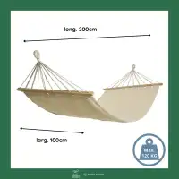 Hamac à suspendre en toile beige et bois FSC - L.200 x l.100cm