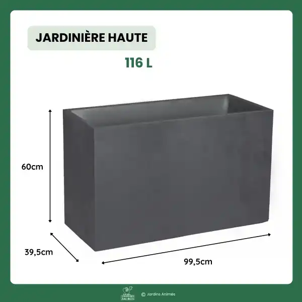 dimensions jardiniere haute basalt gris
