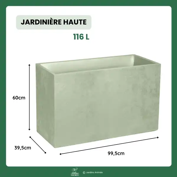 dimensions jardiniere haute basalt vert