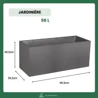 Jardinière extérieure effet béton 98L - Qualité premium, double paroi L.99,5 x l.39,5 x H.43,5cm - Anthracite