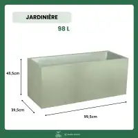 Jardinière extérieure effet béton 98L - Qualité premium, double paroi L.99,5 x l.39,5 x H.43,5cm - Vert amande