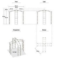 Kiosque gloriette en fer 4 pieds Pagode 5,70m2