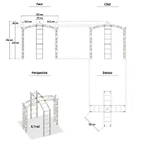 Kiosque gloriette en fer 4 pieds Pagode 5,70m2