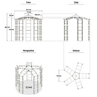 Kiosque gloriette en fer 5 pieds Pagode 5,20m2