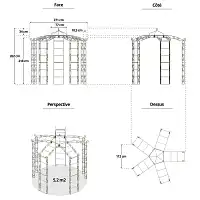 Kiosque gloriette en fer 5 pieds Pagode 5,20m2