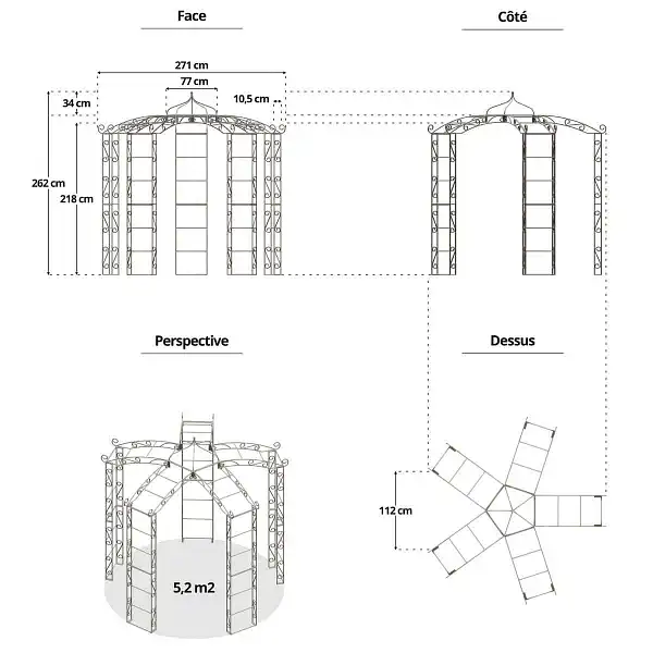 dimensions kiosque gloriette 5 pieds dimensions kiosque gloriette 5 pieds
