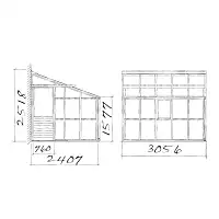 Serre de jardin adossée en bois Classic Lean To Eight Gabriel Ash - 5 panneaux
