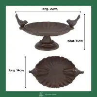 Bain d'oiseau ancien en fonte deux oiseaux - Mangeoire et abreuvoir L.20 x H.13cm