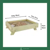 Mangeoire pour oiseaux et hérissons en bois - A poser ou suspendre - L.35 x l.27 x H.10cm