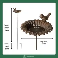 Mangeoire oiseaux sur pied en fonte Tournesol - D.13 x H.61cm
