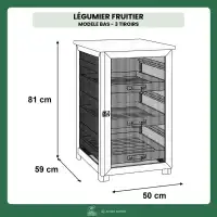 Meuble Légumier Fruitier - 3 tiroirs - H.81cm - poignée métal