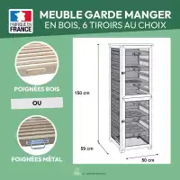 Légumier fruitier - 6 tiroirs - H.150cm - poignée bois