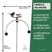 Mobile de jardin à balancier en fer - Oiseaux