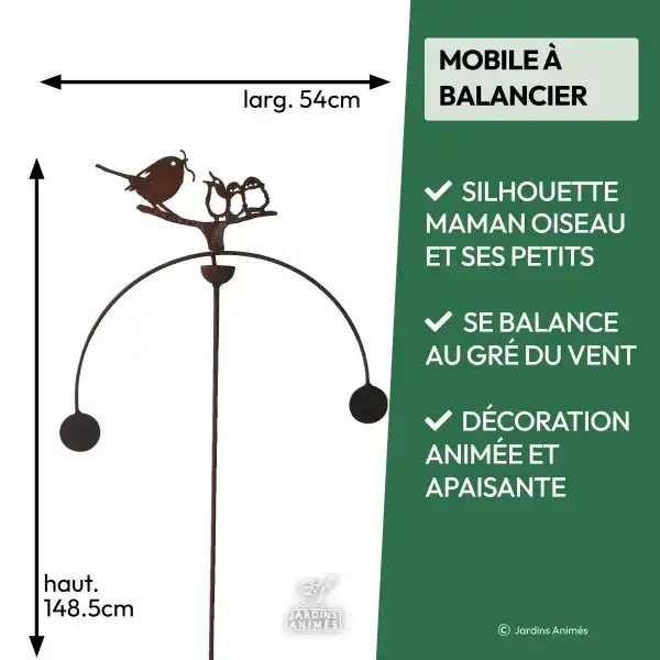 dimensions mobile balancier oiseau fer