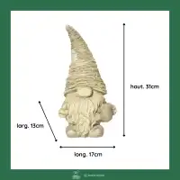 Nain de jardin en pierre reconstituée - Beige L.17 x H.31cm