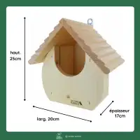 Nichoir à Rouge-gorge et Rougequeue noir en bois, grande ouverture arrondie - H.25cm