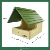 Nichoir pour rouge-gorge en bois, toit vert
