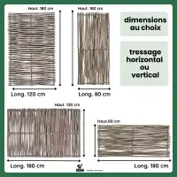 Panneau et clôture noisetier tressage horizontal ou vertical