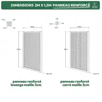 Treillage en bois renforcé L.1,5m x l.1m - noir - Panneau rectangle, maille carrée 30mm