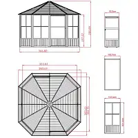 Pavillon de jardin Charleston 14,7m2 - Aluminium et acier galvanisé 3,8x3,8m
