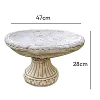 Abreuvoir à oiseaux sur socle imitation pierre style ancien - D.47 x H.28 cm