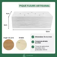 Support pour fleurs séchées en bois, fabrication artisanale - L.12 x l.4 x H.4cm