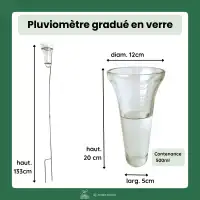 Pluviomètre en verre gradué H. 133cm - 500ml