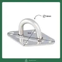 Pontet sur platine losange en inox 50 x 80 mm - Pour fixation voile d'ombrage