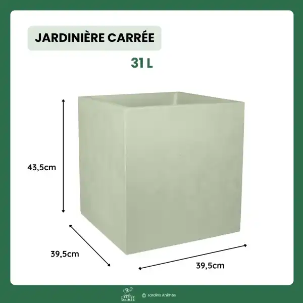 dimensions pot fleur carre vert basalt