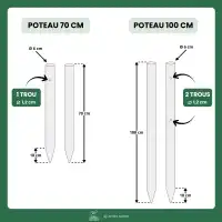 Clôture en corde et poteau bois - D.6 x H.70 ou 100cm