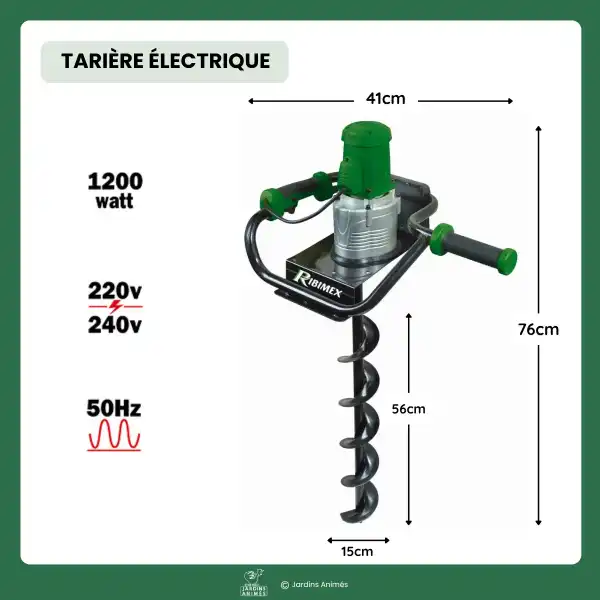 dimensions puissance tariere electrique