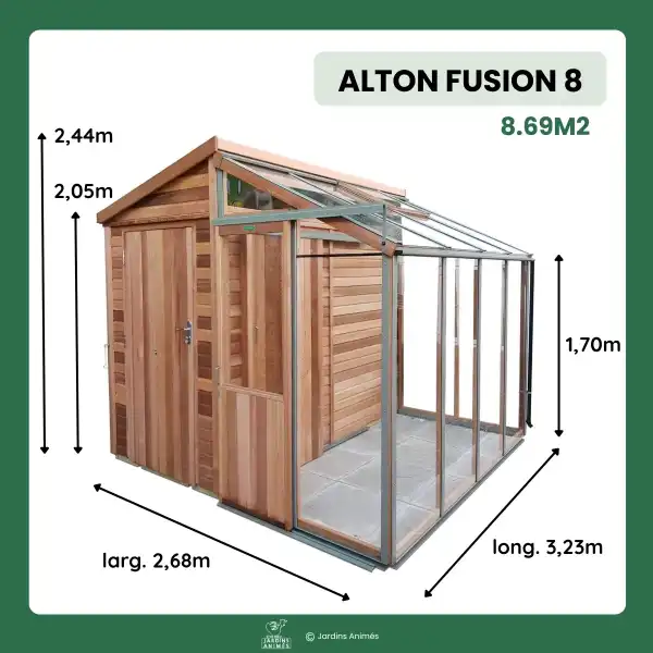 dimensions serre abri bois alton