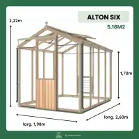 Serre de jardin en bois ALTON Six - Cèdre rouge 5,18m2