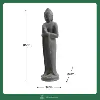 Statue de bouddha debout en pierre reconstituée - Fabrication artisanale L.37 x H.116cm