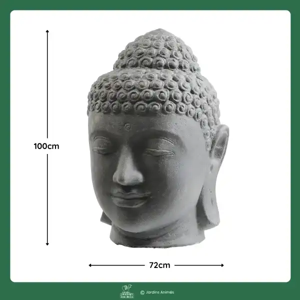 dimensions statue bouddha gris noir