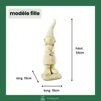 Lutin de jardin en pierre reconstituée, fille - Statuette déco Beige L.15 x H.54cm