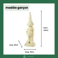 Lutin de jardin en pierre reconstituée, garçon - Statuette déco Beige L.15 x H.54cm