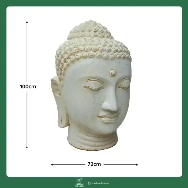 dimensions tete bouddha pierre beige