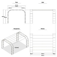 Pergola renforcée pour plantes grimpantes Arcade 13,80m2 - L. 4,45 x l. 3,11 x H. 2,40 m