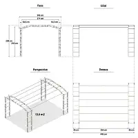 Pergola renforcée pour plantes grimpantes Pagode 13,60m2 - L. 4,45 x l. 3,05 x H. 2,28 m  Pergola renforcée pour plantes grimpantes Pagode 13,60m2 - L. 4,45 x l. 3,05 x H. 2,28 m