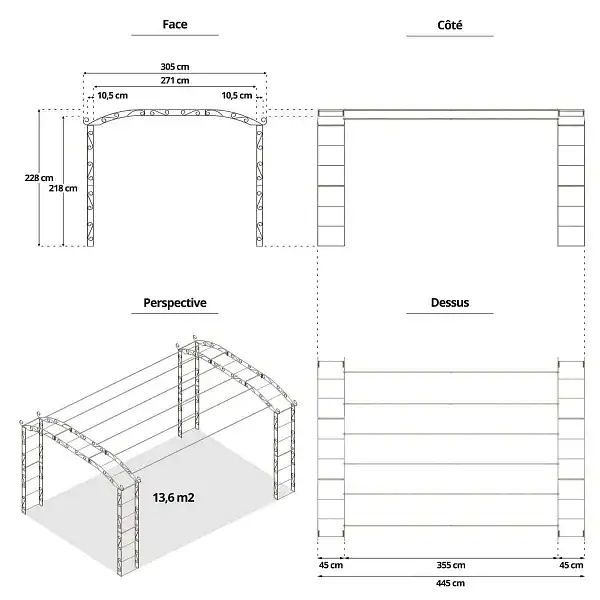 dimensions tonnelle elargie renforcee pagode  dimensions tonnelle elargie renforcee pagode