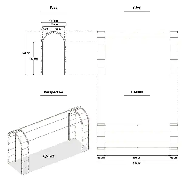 dimensions tonnelle renforcee arcade